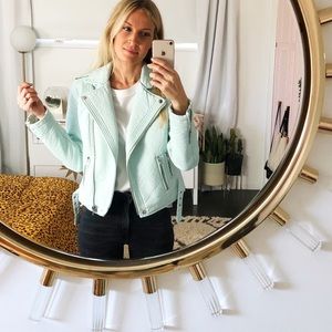 Mint Faux Leather Moto Jacket